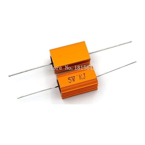 2PCS RX24 5W Aluminium Housed High Power Resistor Metal Shell Heatsink 1 2 3 4 5 10 20 50 100 200 1K ohm Multiple Resistance