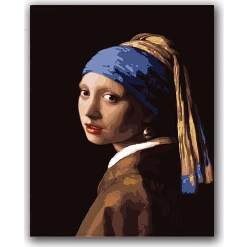 Colorings paintings by numbers bout vermeer girl with perl erring pictures pints for Hotel room wll decor