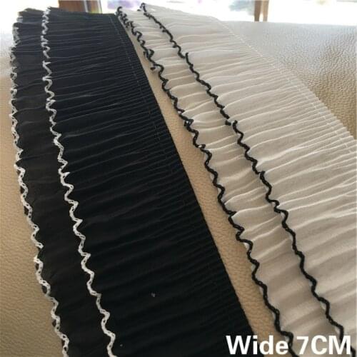 7CM Wide Luxury Tulle Elastic Pleated Chiffon Lace Ribbon Ruffle Trim For Garment Dress Skirt Splicing Fabric Sewing DIY Crafts