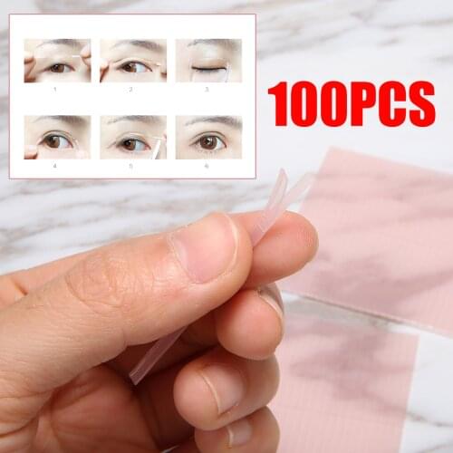 Shellhard 100pcs Invisible Fiber Eyelid Tape Double Side Adhesive Eyelid Stickers Cosmetic for Eyelid Tools