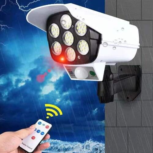 Solar Light Motion Sensor Security Dummy Camera Flood Light Wireless Outdoor IP65 Waterproof 77 LED Lamp Solar Wall Lamp
