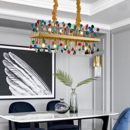 New Modern Living Room Chandelier Round Colorful Crystal Lamp For Dining Room Bedroom Decoration Led Lighting Fixture