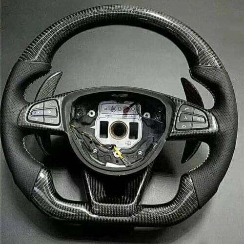 Custom Carbon Fiber Sports Steering Wheel Alcantara Leather compatible for Mercedes-Benz GLA GLS 2016-2021 with Paddle shift