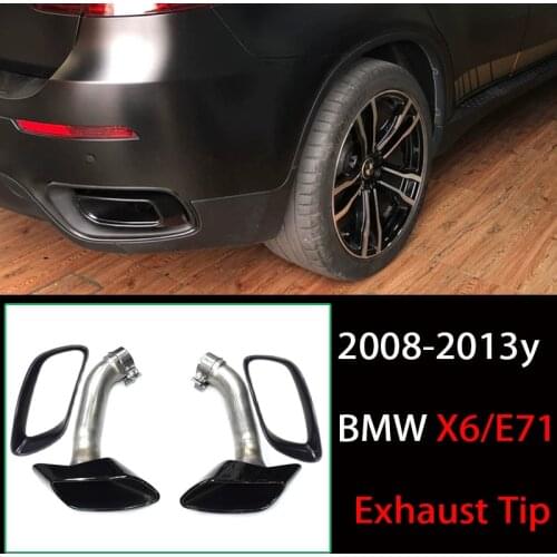 1 Pair Carbon fiber exhaust for BMW X6 E71 exhaust 30D 35D 40D in 2008-2013 with cover car muffler tip