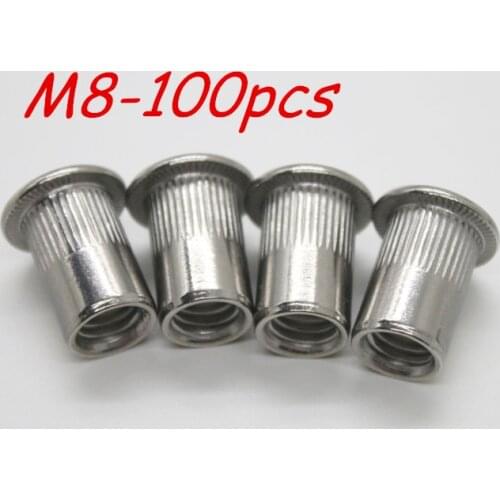 M8 Metric thread 304 Stainless Steel Rivet Nut Rivnut Inserts Nut 100Pcs/Lot Free Shipping