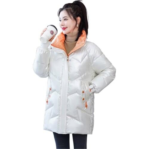 Womens Parkas 2021 New Winter Jacket Long sleeve Zipper Thick Warm Padded Coats Jacket Woman Clothing Casual Parkas Female