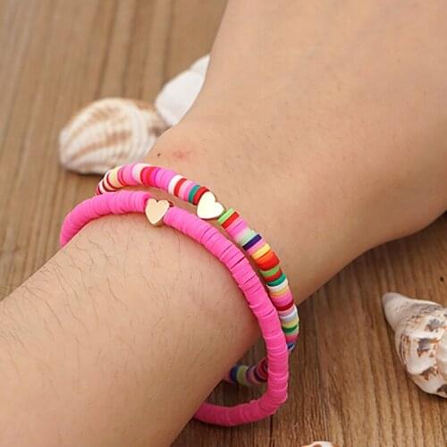 ZHINI Multicolor Bohemian Shell Heart Pendant Bracelets for Women 7 Coloe Ethnic Bangle Bracelet Statement Jewelry 2021 pulseras