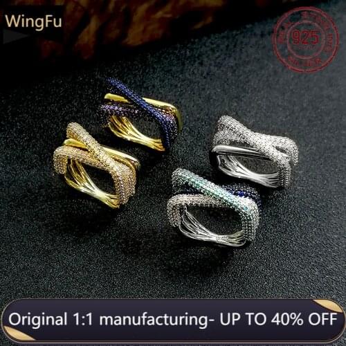 925 sterling silver inlaid zircon rectangular irregular X cross ring couple ring luxury brand Monaco womens jewelry