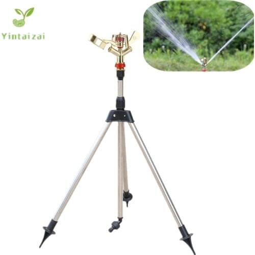 1/2" Zinc Alloy Impact Sprinkler With Tripod Set Impulse Sprinkler Nozzle Garden Lawn Irrgation Spray Fittings