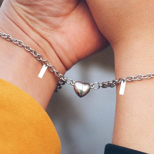 1 Pair Custom Name Couples Bracelet The Pledge of Eternal Love Magnet Attracts Each Other Stainless steel Bracelet Men and Women