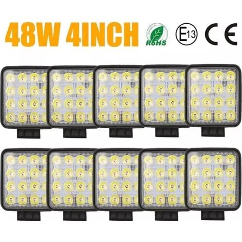 1Pcs 4inch 48W Black Offroad Car 4WD Truck Tractor Boat Trailer 4x4 SUV ATV 24V 12V Spot/Flood LED Light Bar LED Work Light