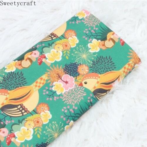 110x45cm Plain fabric by Half Yard Green Bird Flower Cotton Cloth DIY Sewing Dress Clothes Patchwork Textile Needwork Material