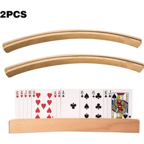 2pcs/set Wooden Hands-Free Playing Card Holder Board Game Poker Seat Lazy Poker Base Card Games For Family Party Props Protable