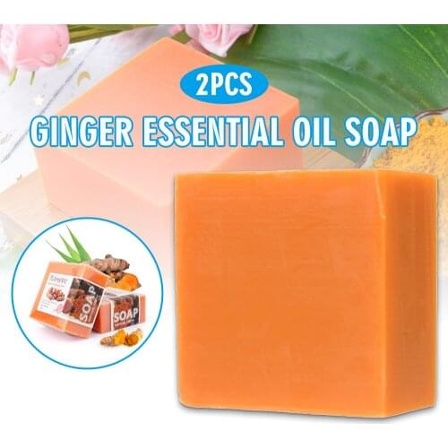 2pcs 100g Turmeric Ginger Essential Oil Soap Handmade Ginger Essential Oil Soap Bath Cleansing Multiple Moisturizing Soap