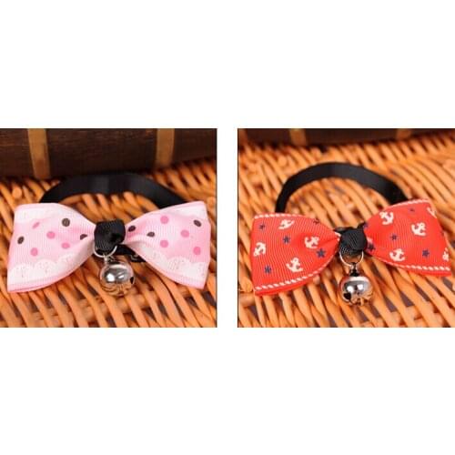 20pcs/lot cat bow tie collar Assorted colors beautiful design with bell puppy bow tie cat collar bows adjustable 15-30cm