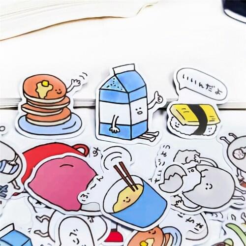 40pcs cutel Delicious breakfast food stickers Flakes For Diary Decoration Diy Hand-drawn comics schoolboy Scrapbooking Children