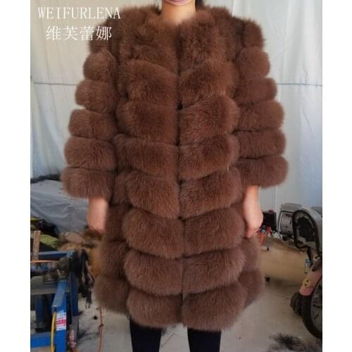 90CM real fox fur Quality Natural Fur Coat Arctic Fox Vest Ladies Detachable Women Thick Design Winter Transformer Coat