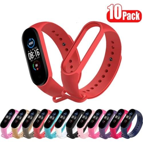 10Pcs/Pack Wrist Strap for Xiaomi Mi Band 6 5 4 3 Bracelet Silicone Straps for Amazfit Band 5 Smart Bracelet Wristband Miband 5