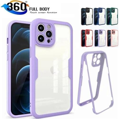 360 Full Protection Case For iPhone 13 12Mini 11 Pro Max XR X XS Max 7 8 Plus SE 2020 Shockproof Bumper Silicone Case Soft Cover