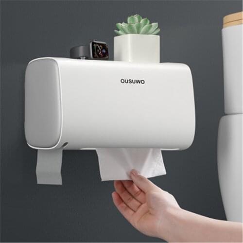 Bathroom Toilet Paper Holder Waterproof Tissue Case Double-Layer Storage Box Wall-Mounted Garbage Bag Organizer Kitchen Shelf