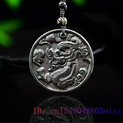 Jade Dragon Pendant Men Natural Carved Amulet Necklace Women Jewelry Chinese Gifts Gemstone Black Green Fashion Charm