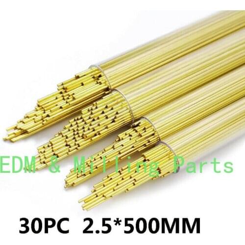 30PCS CNC OD2.5MMX500MM Brass Electrode Single-Channel Tube Fit EDM Drilling Machine For EDM Puncher Mill Part