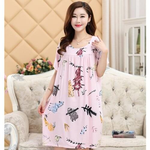Summer Women White Nightgown Print Sleepwear Night Bath Dress Gown Sleep Shirt Sexy Nightshirt Home Clothes Intimate Lingerie