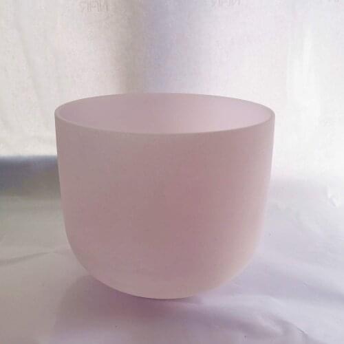 Gemstone Morganite Fusion G Note Throat Chakra Frosted Quartz Crystal Singing Bowl 8 inch with black point