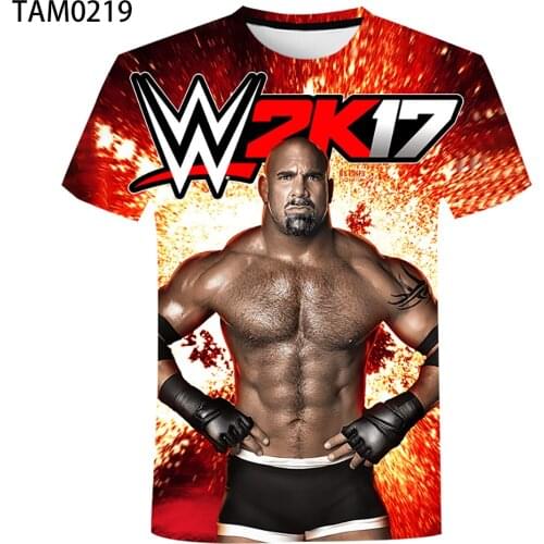 WWE 2021 summer new cotton 3D printing mens and womens original personalized T-shirt short sleeve childrens Fashion Top