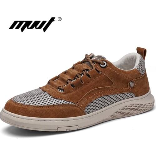 Genuine Leather Summer Men Sneakers Shoes Men Casual Shoes Breathable Mesh Male Flats Shoes Men Loafers