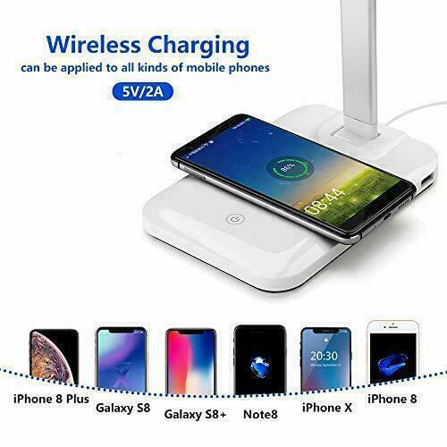 10W LED USB Charge Table Desk Lamp Multi-Function Adjustment Foldable LED Table Lamp Wireless Phone Charger Reading Home Light