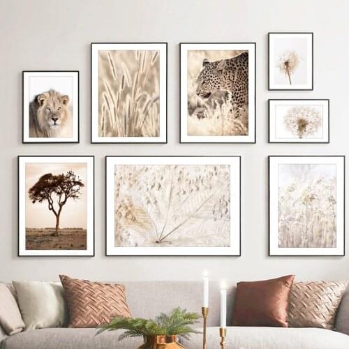 Dandelion Reed Leopard Lion African Grassland Quote Wall Art Canvas Painting Posters And Prints Nordic Style Living Room Decor