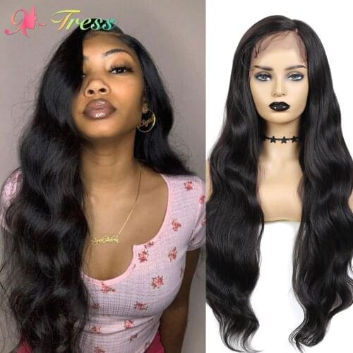 X-TRESS Synthetic Lace Front Wigs Pre Plucked Body Wavy Lace Wig for Black Women Side Part Long Wave Hair Wig with Baby Hair