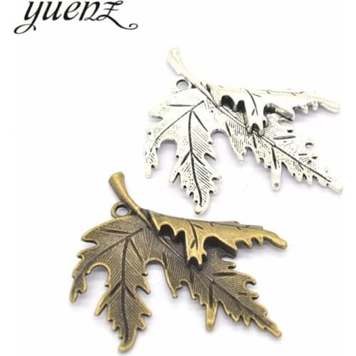 YuenZ 3pcs 3 colour Antique silver color Maple leaf Charms Plated Pendants Jewelry Making DIY Handmade Craft 54*44mm Q309