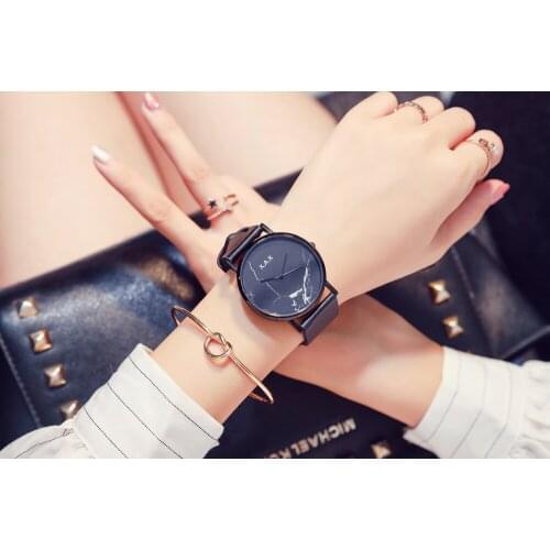 Casual Women Black Clocks Genuine Bands Japanese Machine Battery Working 2 Years Worranty