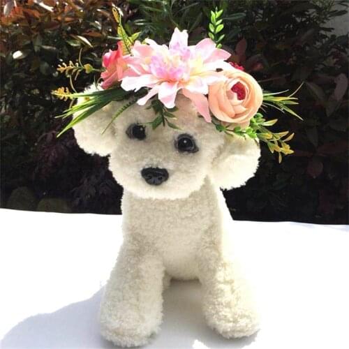 New Pet Flower Head Band Wedding Collars Dog Cat Collars Headwear Fashion Simulation Flower Ring Hoop Headband