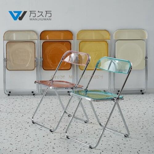 Transparent dining chair nordic folding chair home backrest ins net red chair modern simple acrylic makeup stool