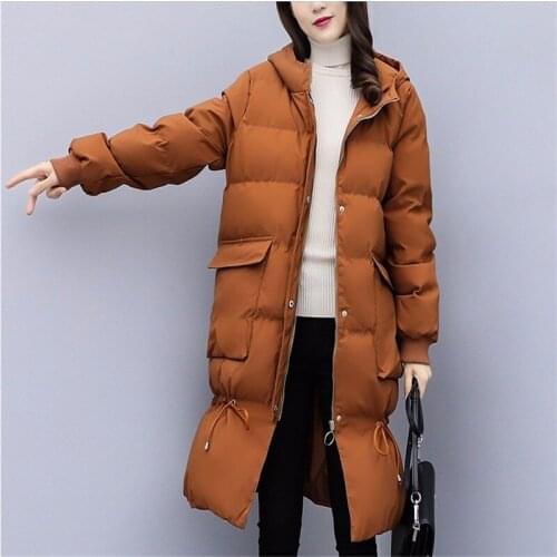 Code Down Cotton-padded Clothes Suit-dress 2019 Winter New Pattern Korean Easy Hat Long Fund Cotton-padded Jacket Loose Coat