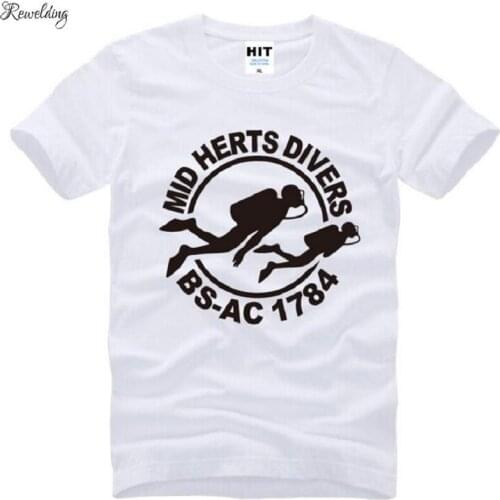 Mid Herts Divers Logo Printed T Shirts Men Casual Short Sleeve O-Neck Cotton Mens T-Shirt Summer Style Creative Tee Shirt Homme