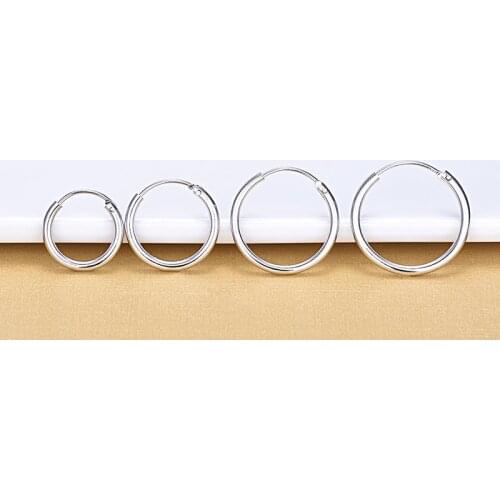 5 Different Size Silver Color Cicle Hoop Earrings For Women Silver Round Jewelry Earrings