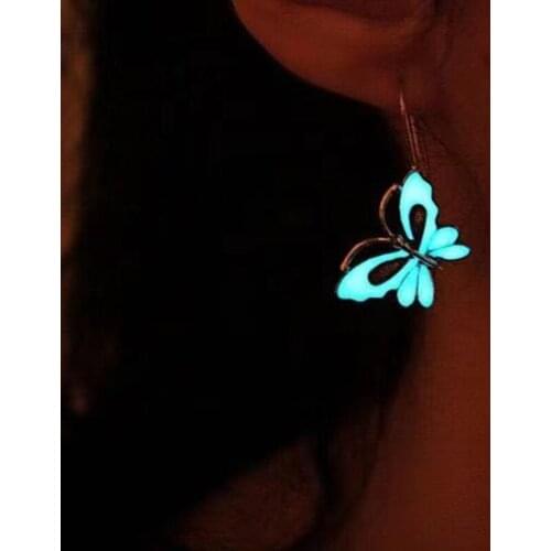 New Creativity Luminous Blue Butterfly Dangle Earring For Women Fashion Female Jewelry Party Accessories Birthday Gifts