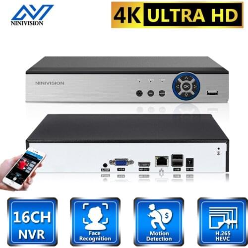 H.265 16CH CCTV NVR for 5MP/8MP ONVIF IP Camera Face Detection CCTV Surveillance Network video Recorder 4K 16 Channel NVR