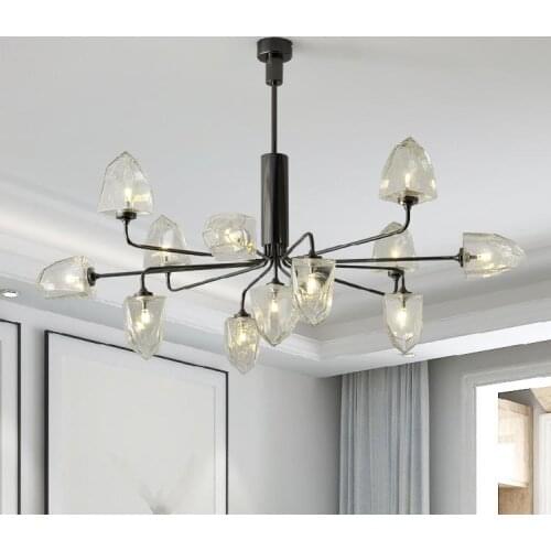 Modern LED Glass light Ice Cube Dining Room Kitchen Living Room Designer pendant Lighting Luminaire Plating Pearl Black 90-265V