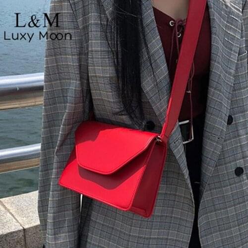 Shoulder Messenger Bag For Women Solid Designer Handbag And Purse Lady Casual Shopper Flap PU Leather Crossbody Bag Bolsa X590H