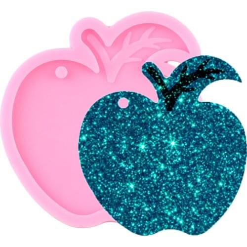 Super Glossy Apple Resin Epoxy Silicone Keychain Molds Craft Phone Grip Badge Reel Mould DIY Necklace Jewelry Making Moulds