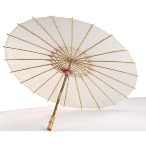 Wedding Bride Parasols White Paper Wooden Handle Chinese Craft Umbrella 40cm 60cm Wedding Supply LX6600