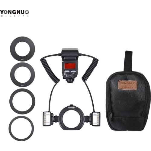 YONGNUO YN24EX E-TTL yn24ex Flash Speedlite 5600K 2pcs Flash Heads 4pcs Adapter Rings for Canon EOS 1Dx 5D3 6D 7D 70D Cameras