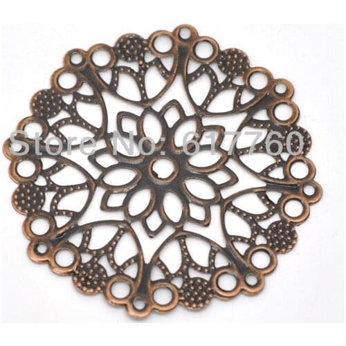 Free shipping-30PCs Copper Tone Filigree Flower Wraps Connectors DIY Jewelry Findings Connectors 50mm J0547