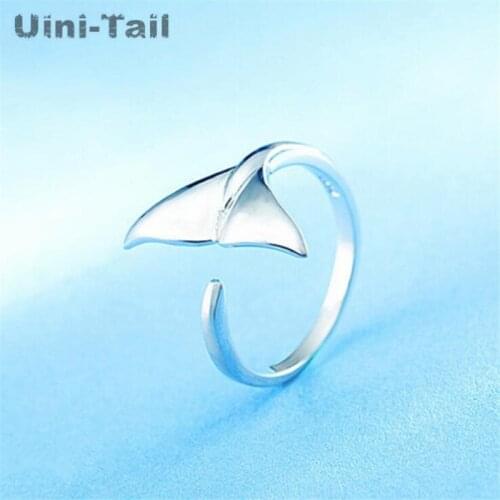 Uini-Tail hot new 925 sterling silver sweet cute mermaid tail ring opening adjustable fashion trend high quality jewelry GN710