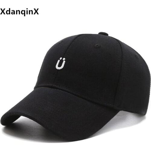 XdanqinX Adjustable Size Cotton Baseball Caps For Men And Women New Style Casual Couple Sports Cap Snapback Cap Bone Black Cap